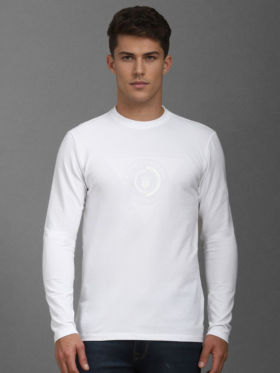 

Louis Philippe Sport Men Brand Logo Printed Slim Fit T-shirt, White