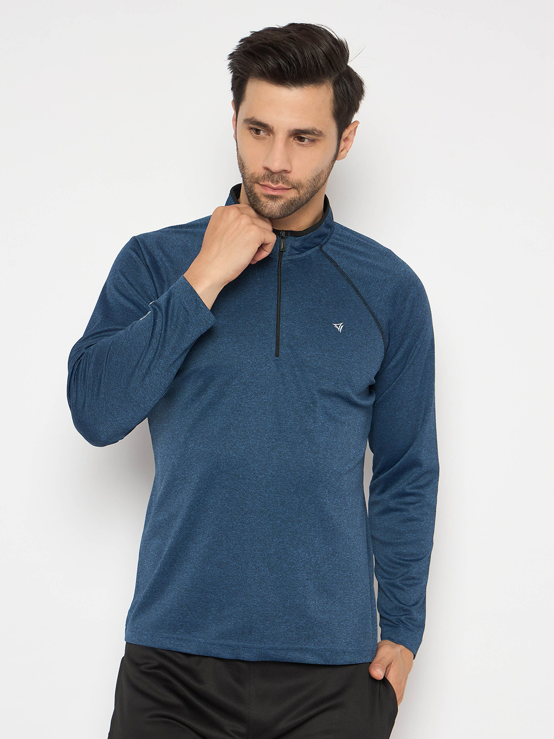 

NEVA Men High Neck Pockets T-shirt, Navy blue
