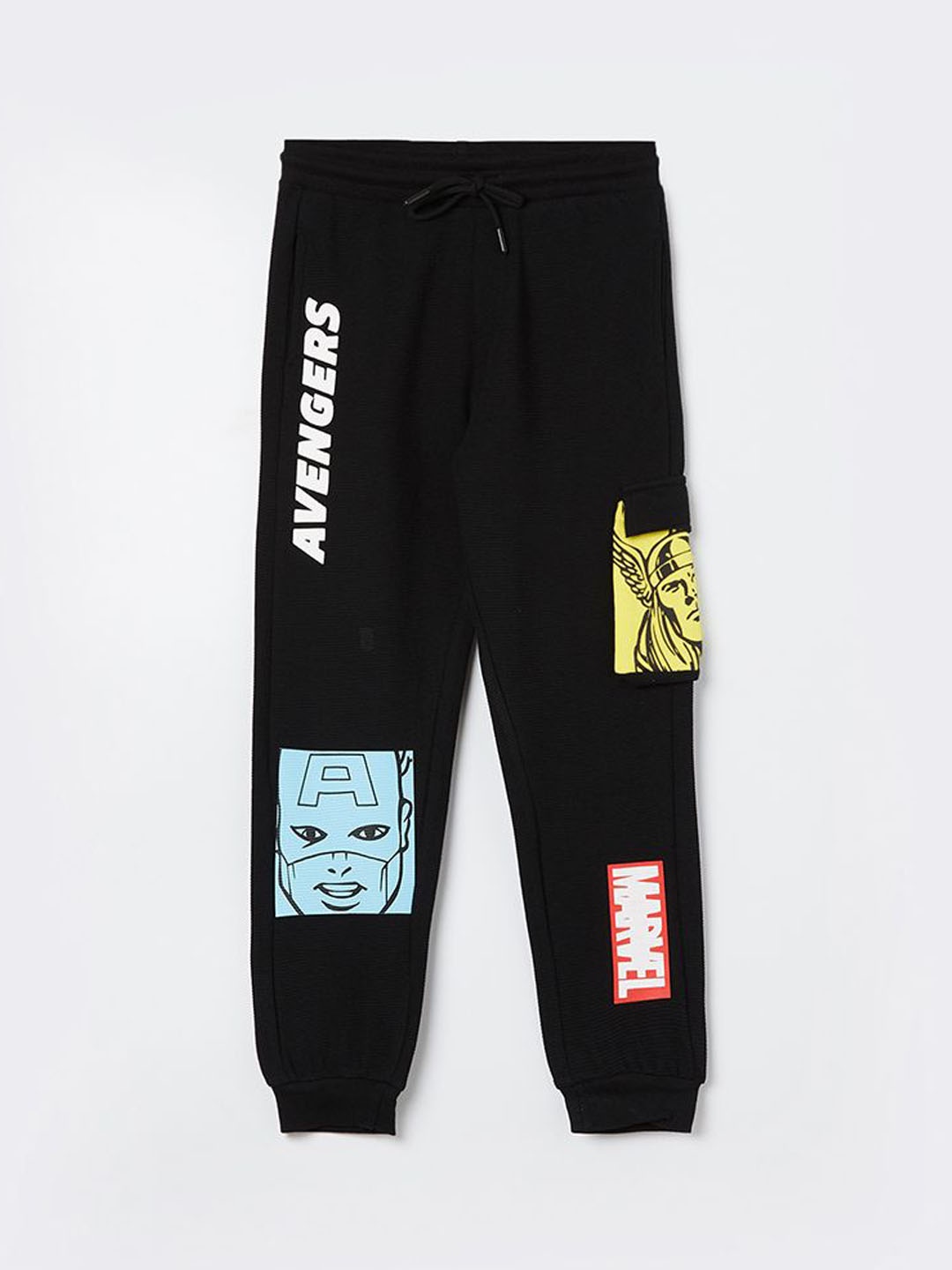 

Fame Forever by Lifestyle Boys Avengers Printed Pure Cotton Joggers, Black