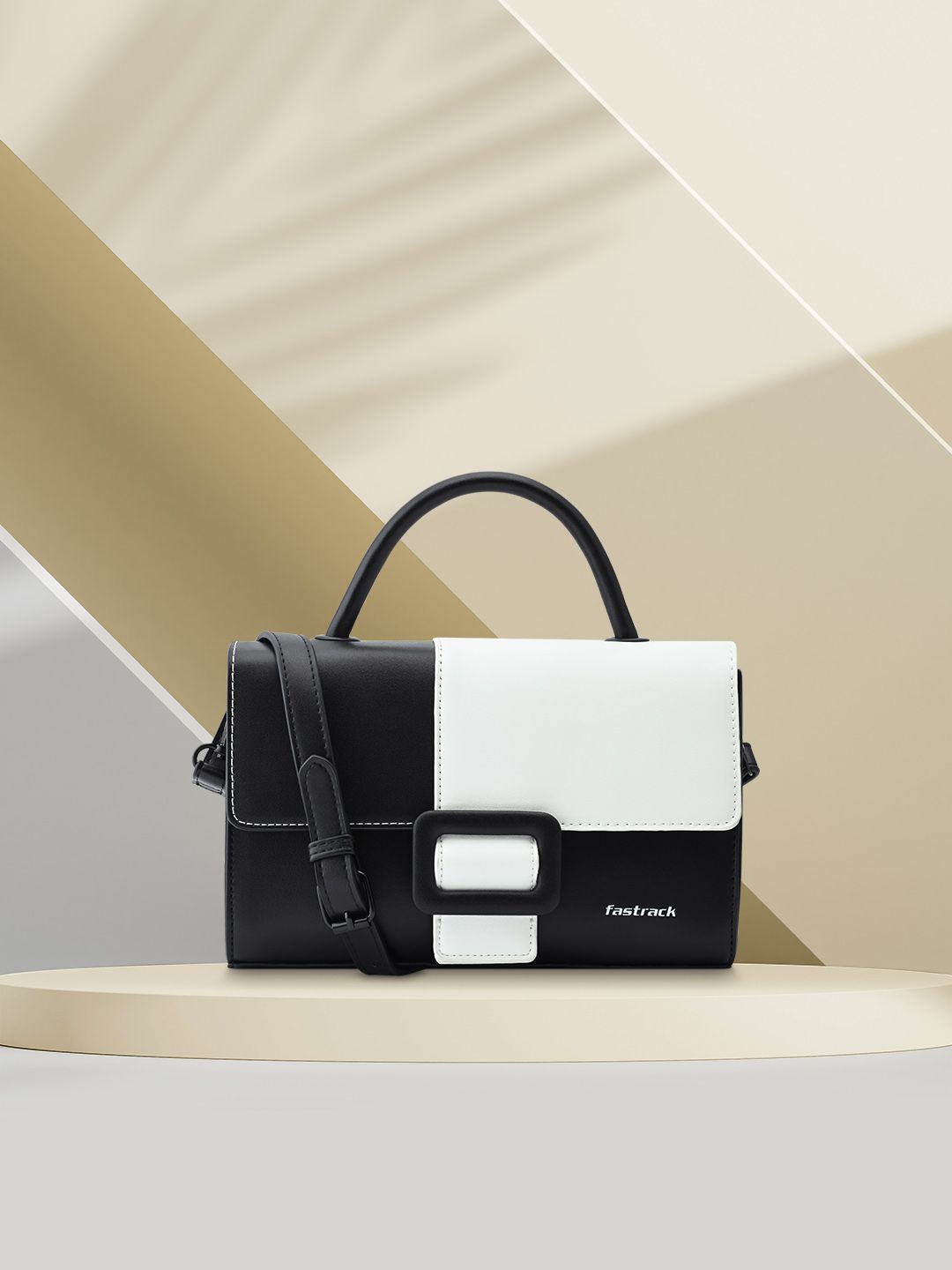 

Fastrack Women Colourblocked Structured Satchel Bag, White