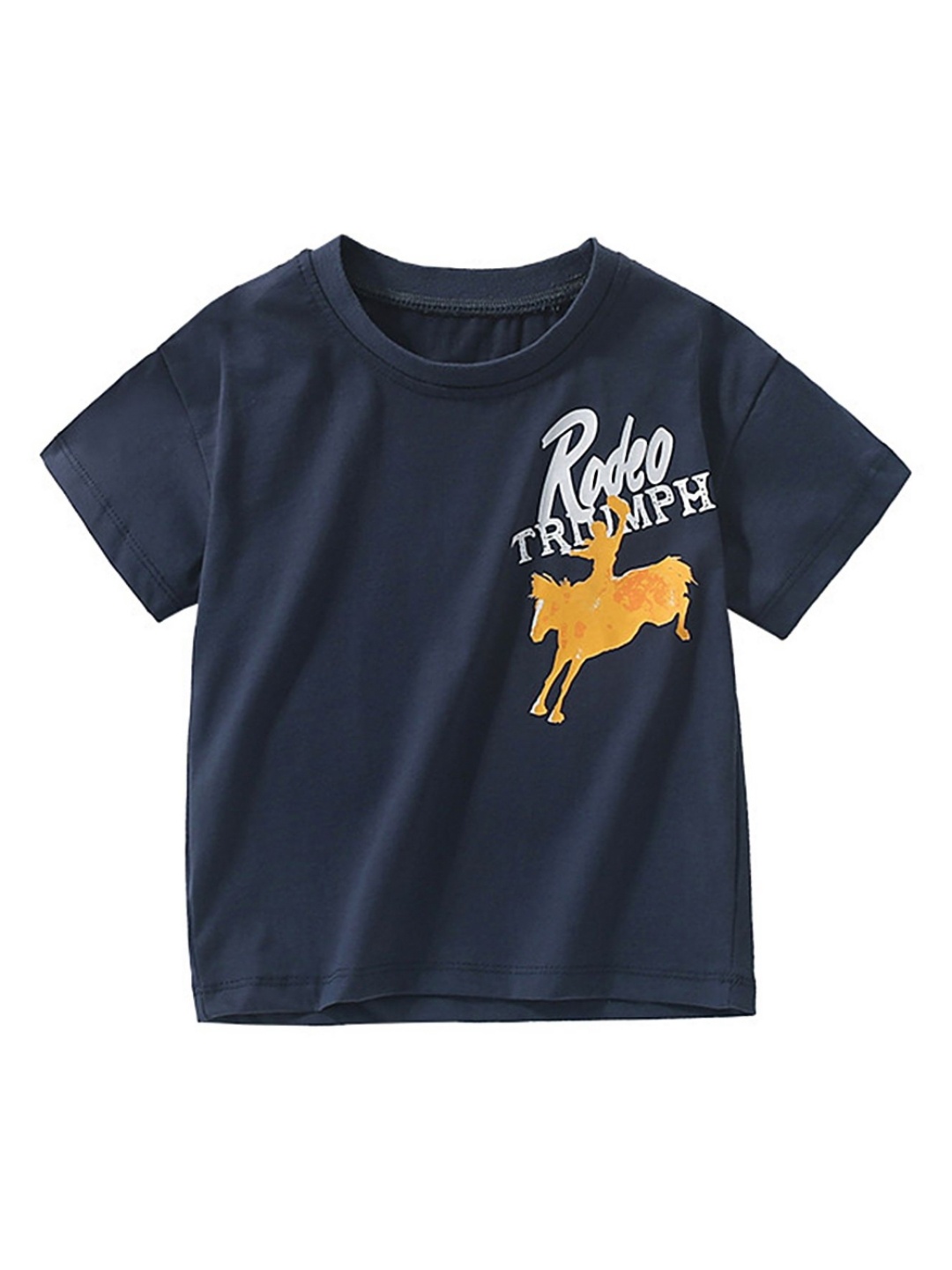

LULU & SKY Boys Graphic Printed Round Neck Cotton T-shirt, Navy blue