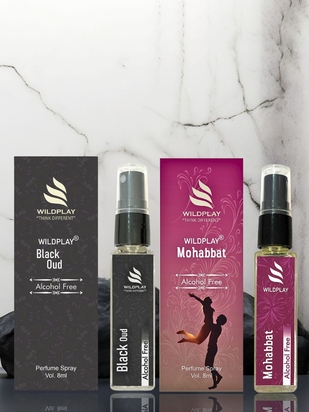 

WILDPLAY Set Of 2 Mohabbat & Black Oud Alcohol Free Perfume - 8 ml Each, Magenta