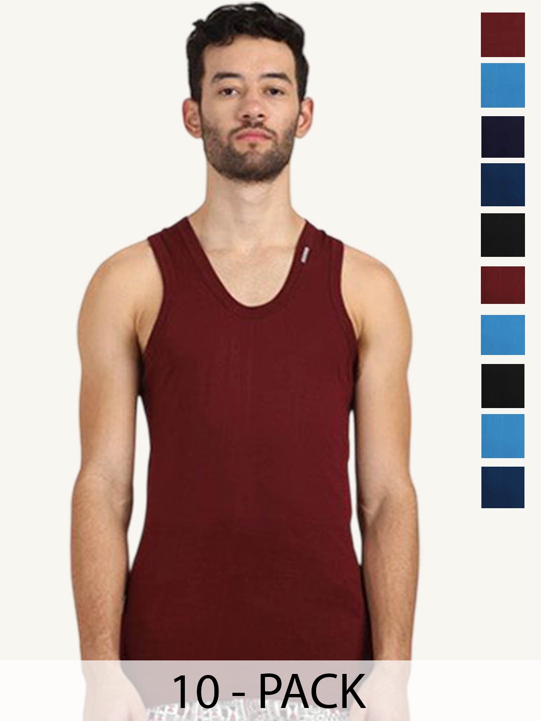 

Rupa Assorted Pure Cotton Undershirt Vest Frontline-Color-Asst-RN-10-80