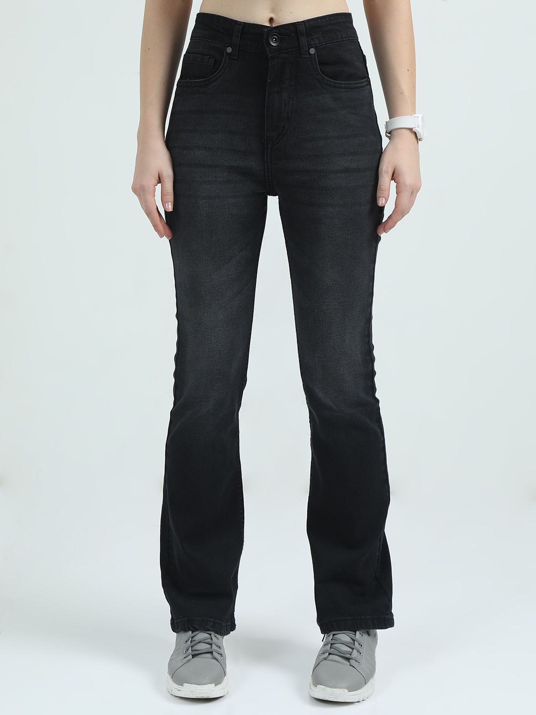 

ALTIVA Women Comfort Bootcut High-Rise Light Fade Stretchable Jeans, Black