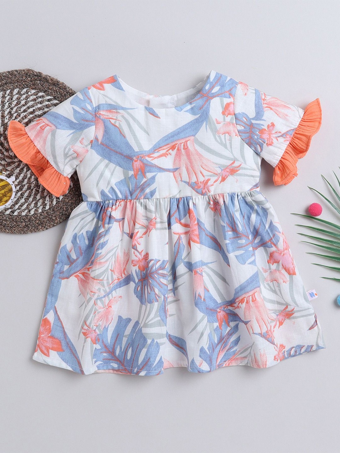 

MANY FROCKS & Girls Floral Print Fit & Flare Dress, White