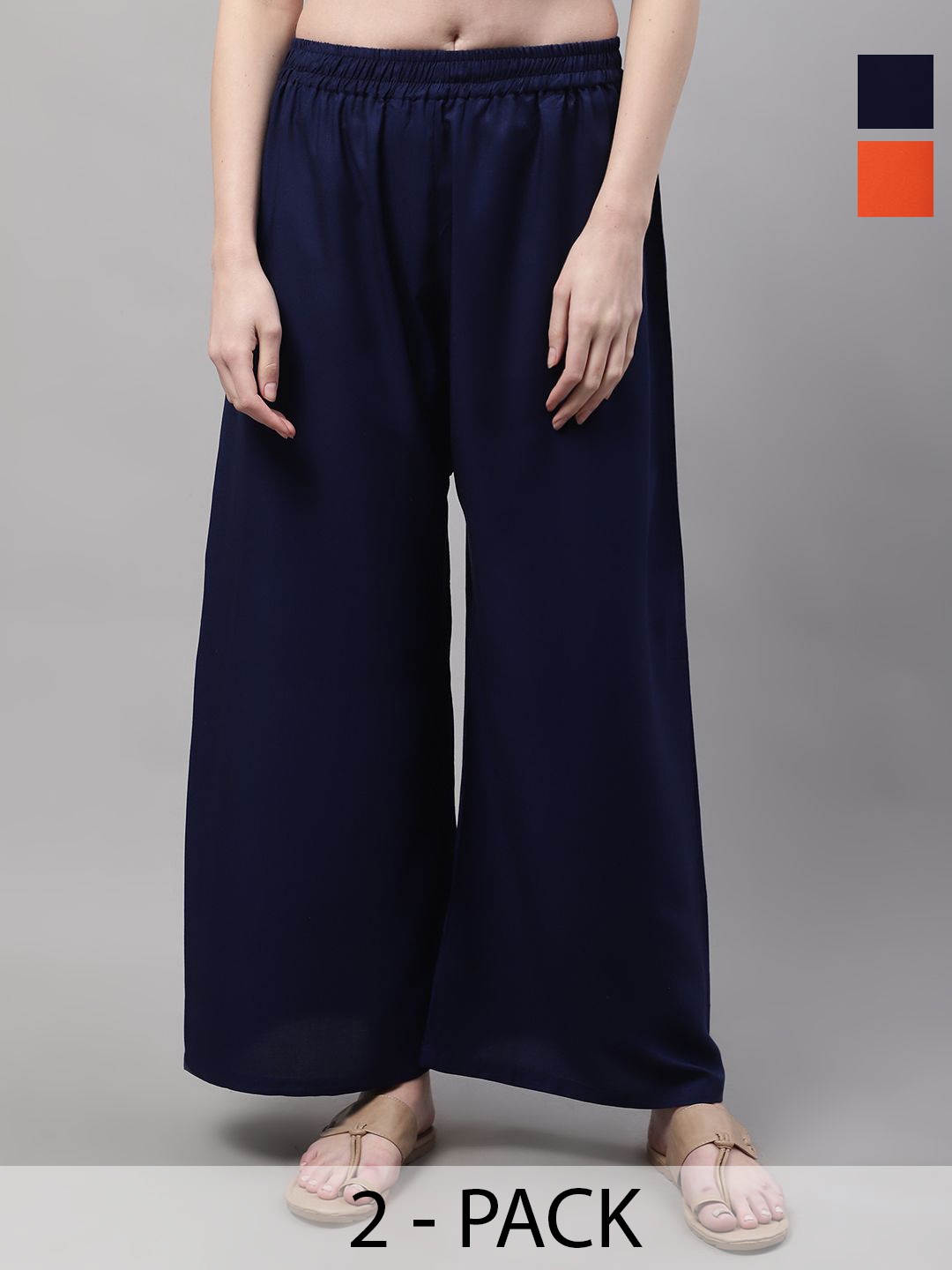 

Valles365 by S.C. Women Pack of 2 Flared Ethnic Palazzos, Navy blue