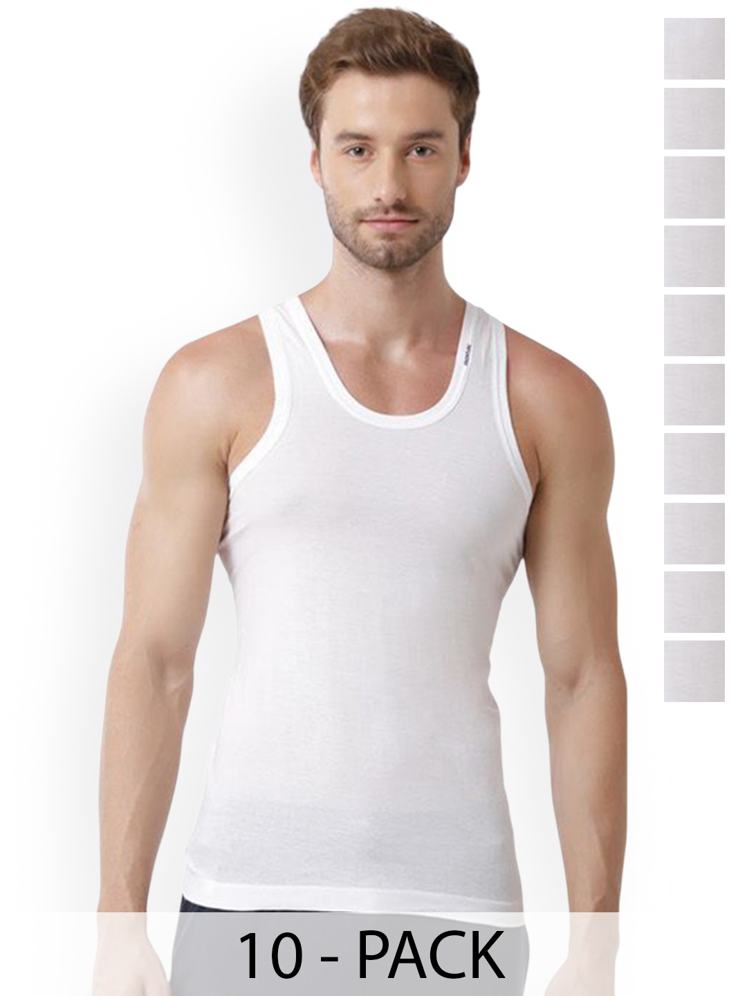 

Rupa Pack Of 10 Pure Cotton Innerwear Vests Frontline-White-Vest-RN-10-95