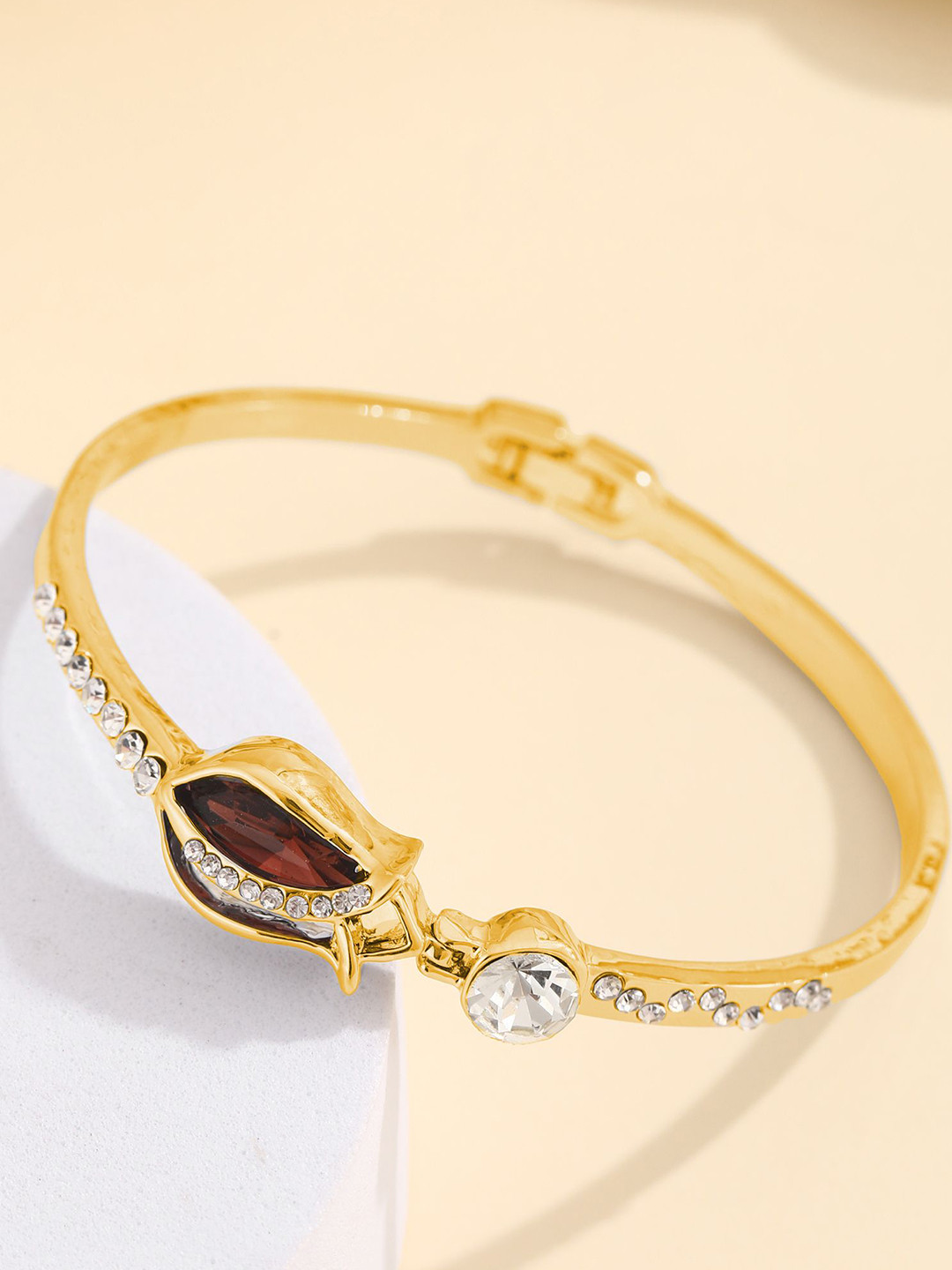 

Shining Diva Fashion Gold-Plated Crystals And Stones Studded Bangle-Style Bracelet