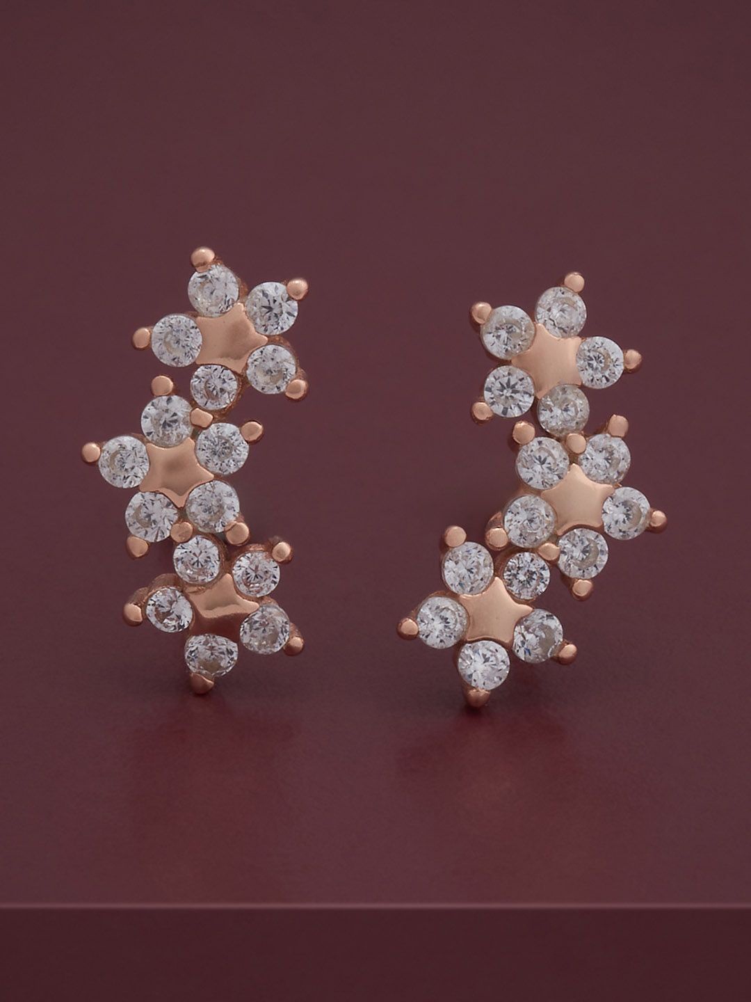 

Kushal's Fashion Jewellery 92.5 Silver Rose Gold-Plated Zircon Classic Studs, White