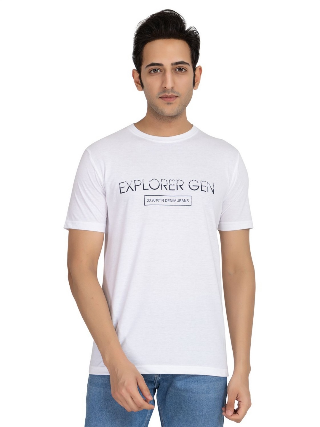 

Antiloop Men Typography Printed Round Neck Cotton T-shirt, White