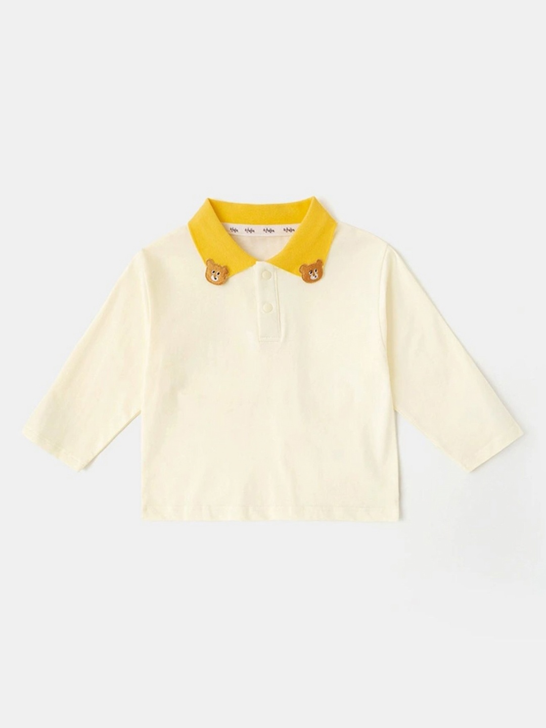 

LULU & SKY Girls Solid Polo Collar Cotton T-shirt, Cream