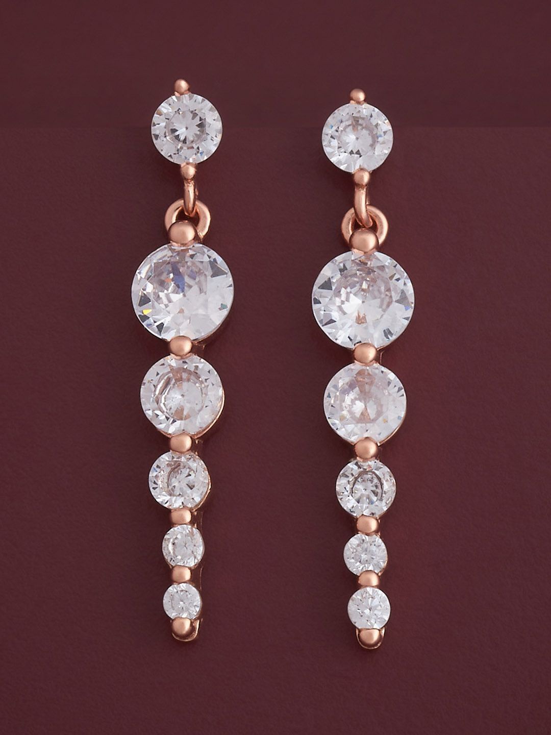 

Kushal's Fashion Jewellery 92.5 Silver Rose Gold-Plated Classic Drop Earrings, White