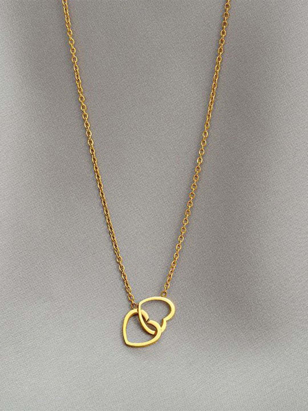 

BEYTER Stainless Steel Interlocked Heart Pendant With Chain, Gold