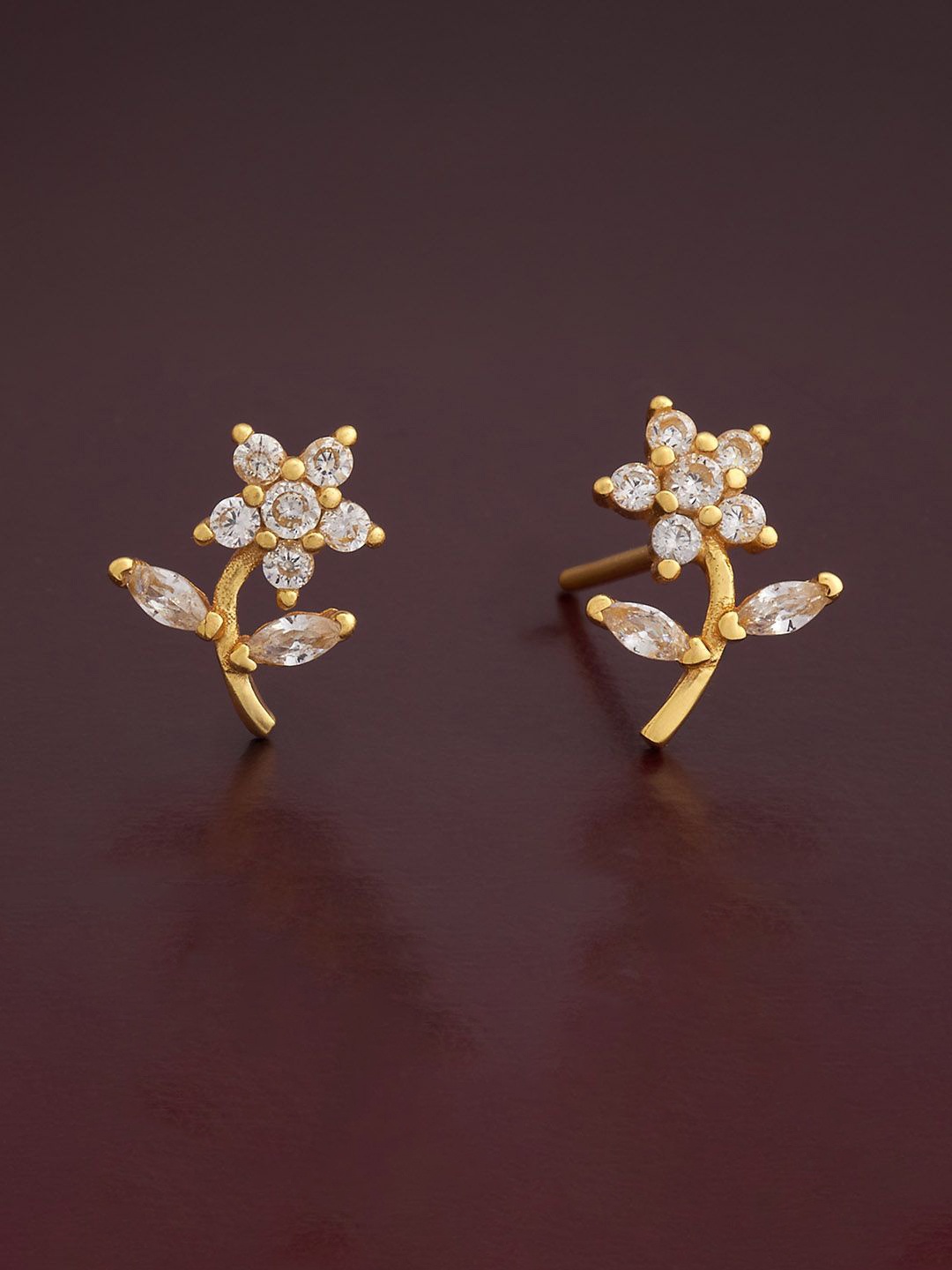 

Kushal's Fashion Jewellery 92.5 Silver Gold-Plated Zircon Classic Studs, White