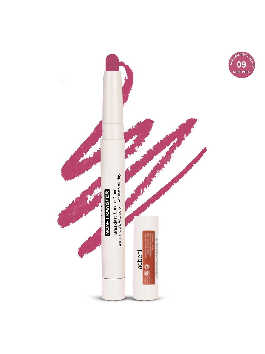 

Adbeni Non-Transfer Waterproof Matte Lip Crayon Lipstick - 3ml - Rose Petal 09, Pink