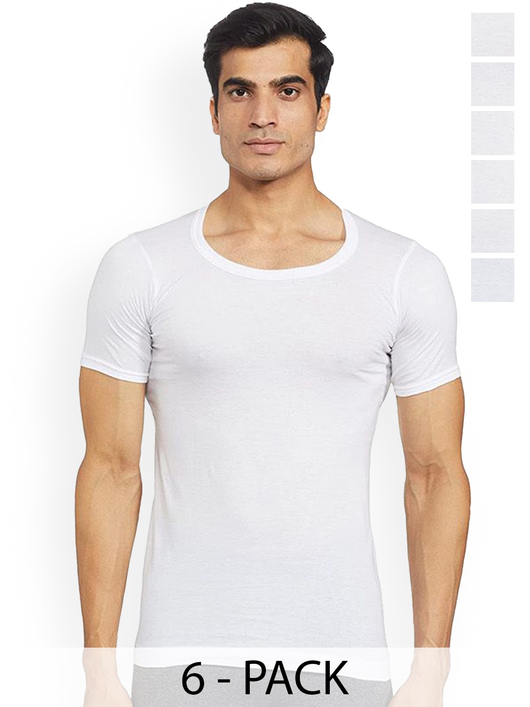 

Rupa Pack Of 6 Pure Cotton Undershirt Vests Frontline-Sky-White-RNS-6-80