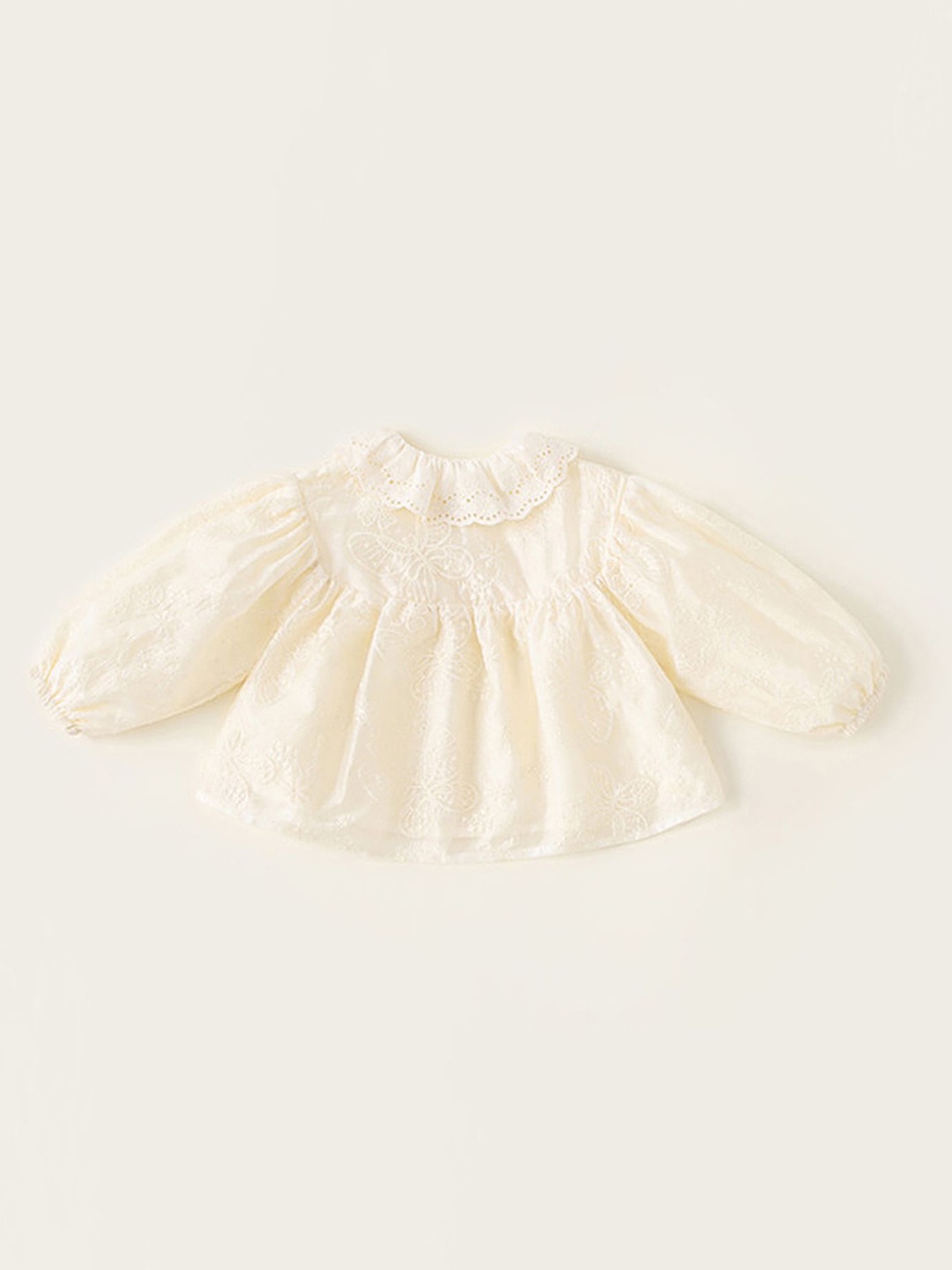 

LULU & SKY Girls Spread Collar Solid Casual Shirt, Off white