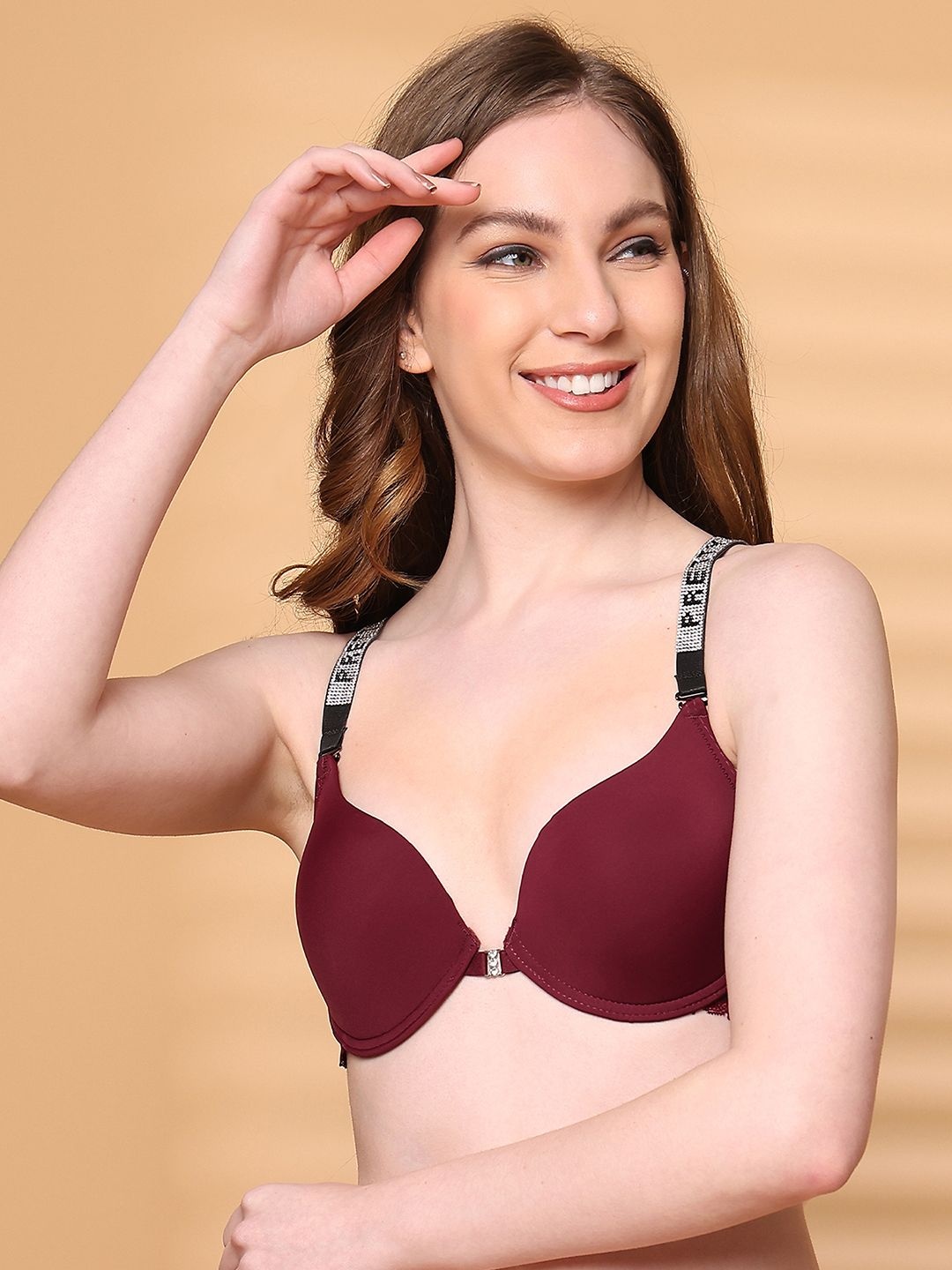 

PrettyCat Bra Medium Coverage Underwired Lightly Padded, Burgundy