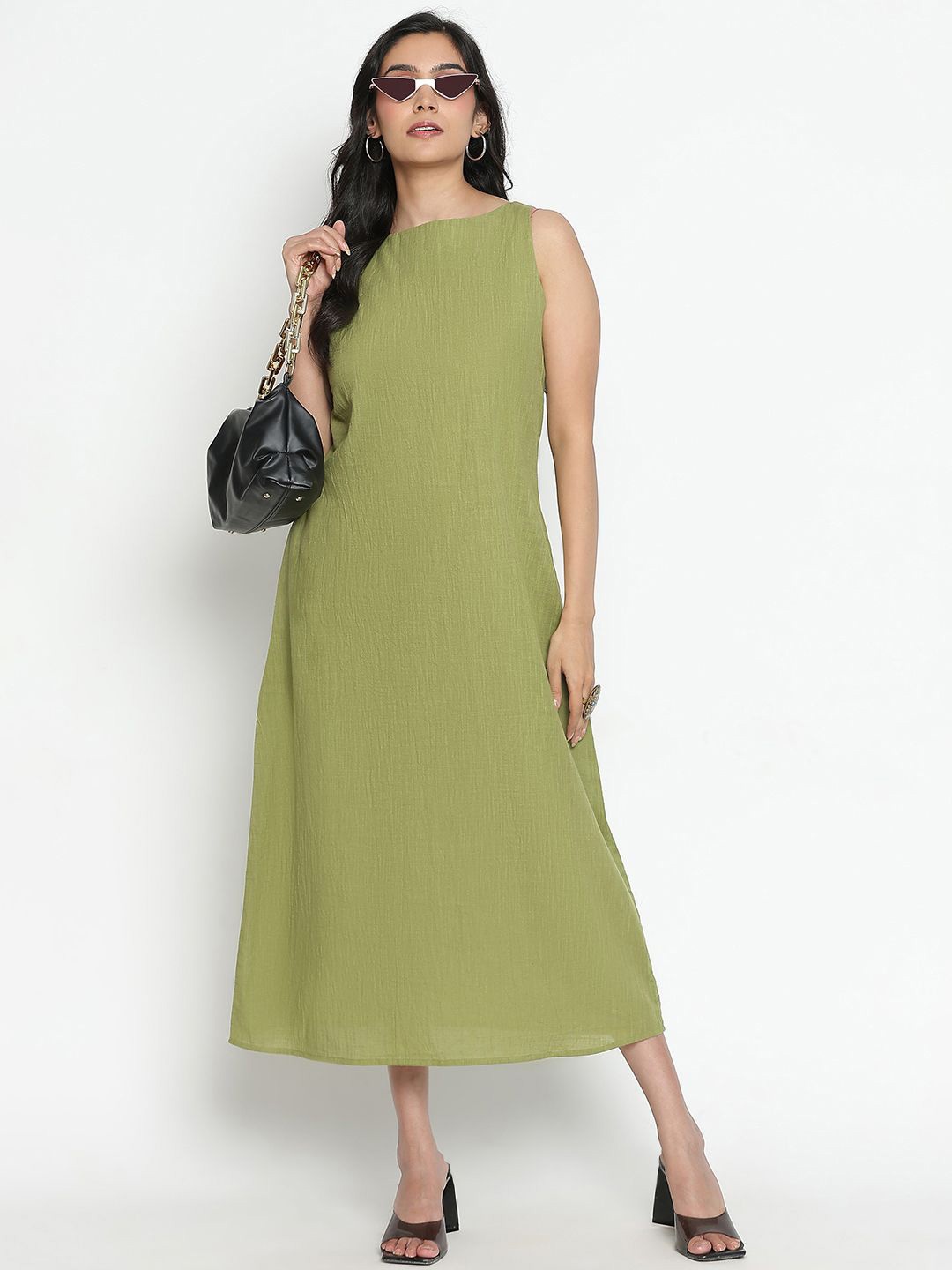 

Brainbees Applique A-Line Midi Dress, Lime green