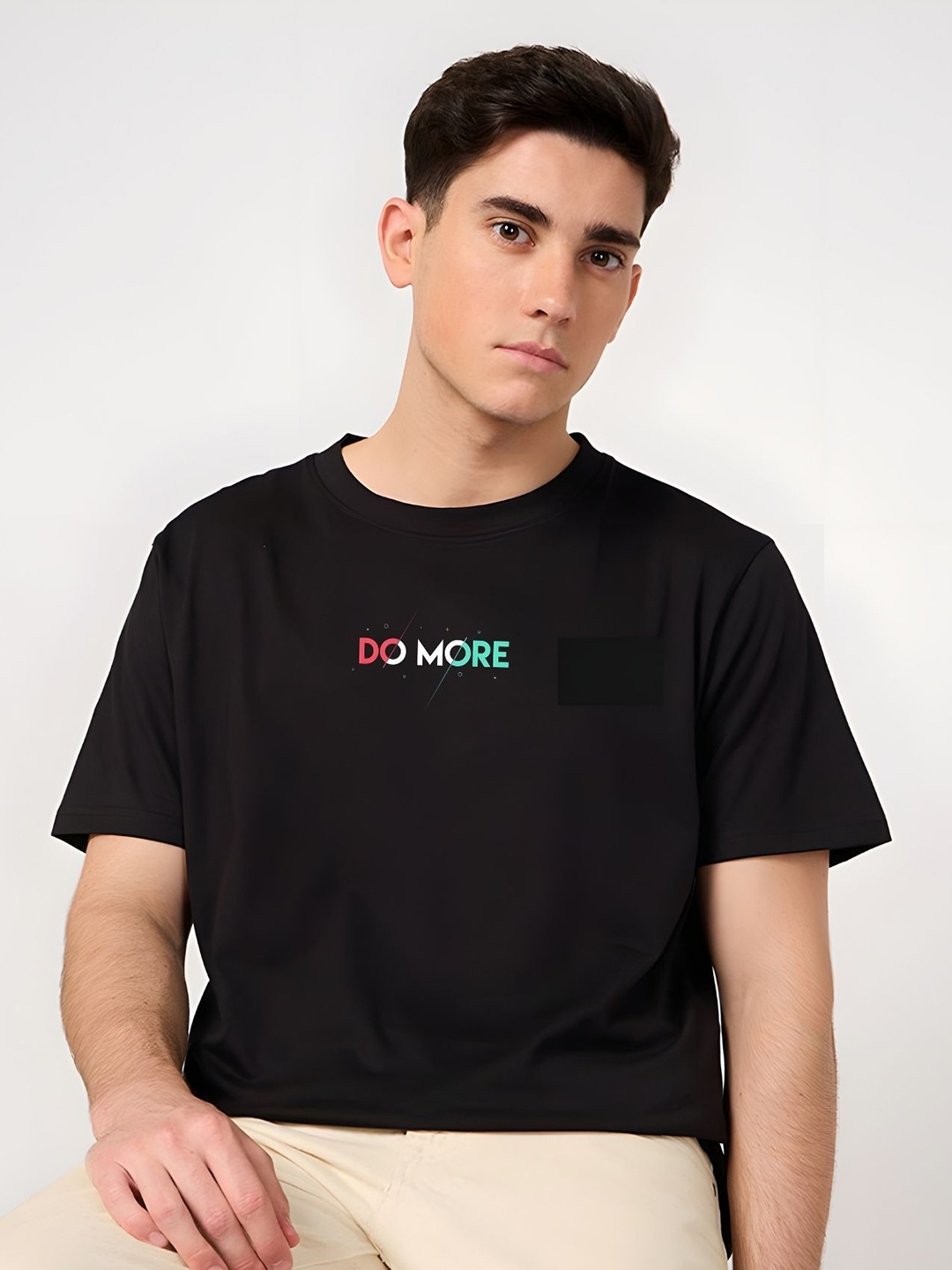 

Moda Rapido Men Typography Printed Round Neck Cotton Relaxed Fit T-shirt, Black
