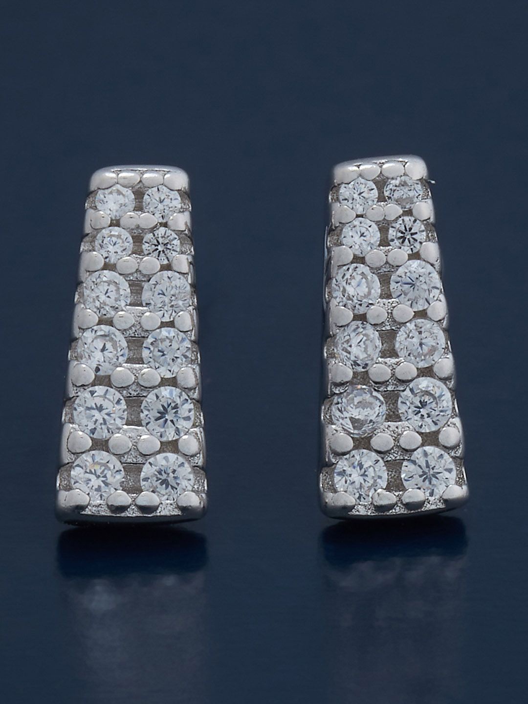 

Kushal's Fashion Jewellery 92.5 Silver Rhodium-Plated Zircon Classic Studs, White