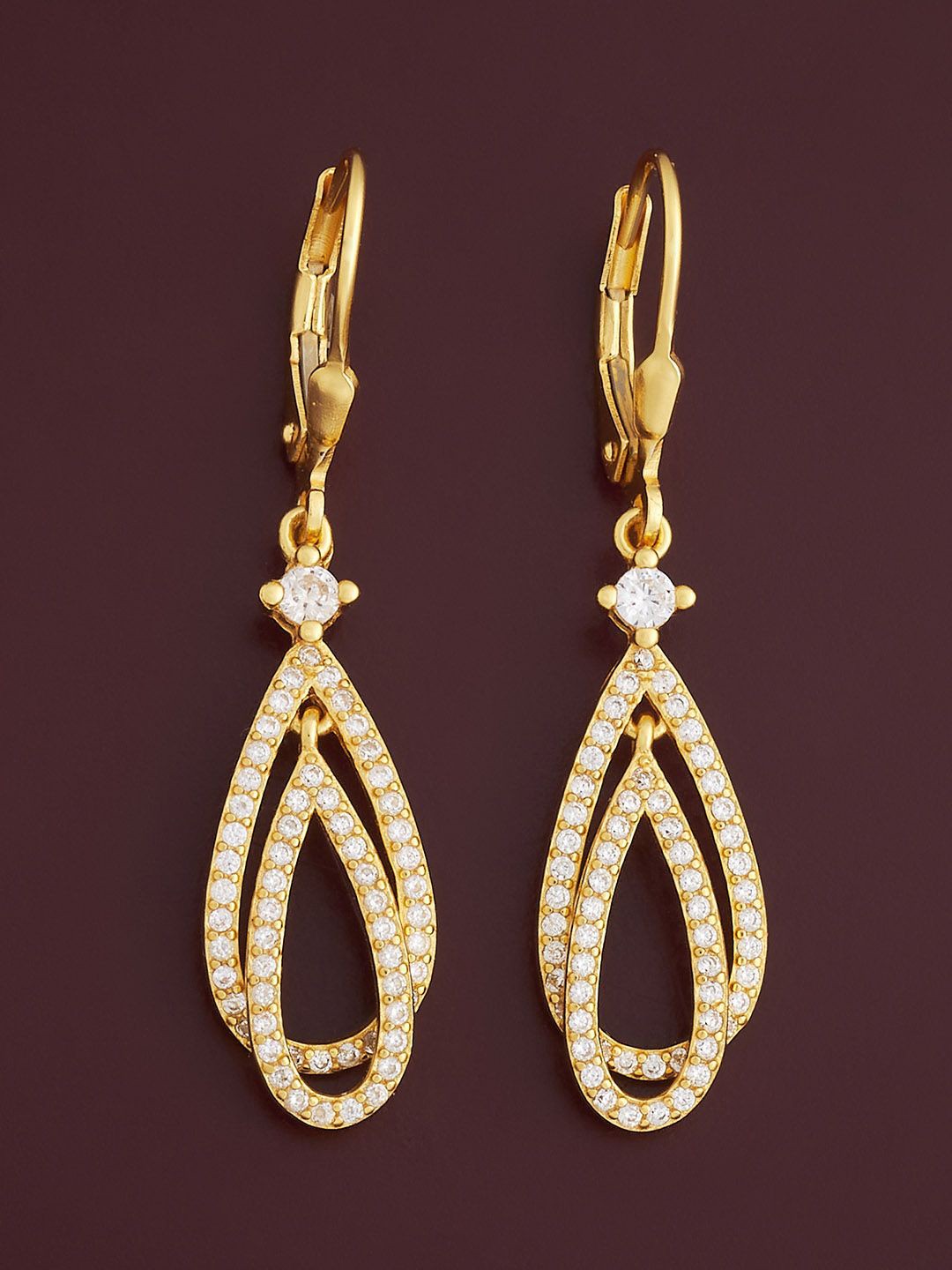 

Kushal's Fashion Jewellery 92.5 Silver Gold-Plated Classic Zircon Hoop Earrings
