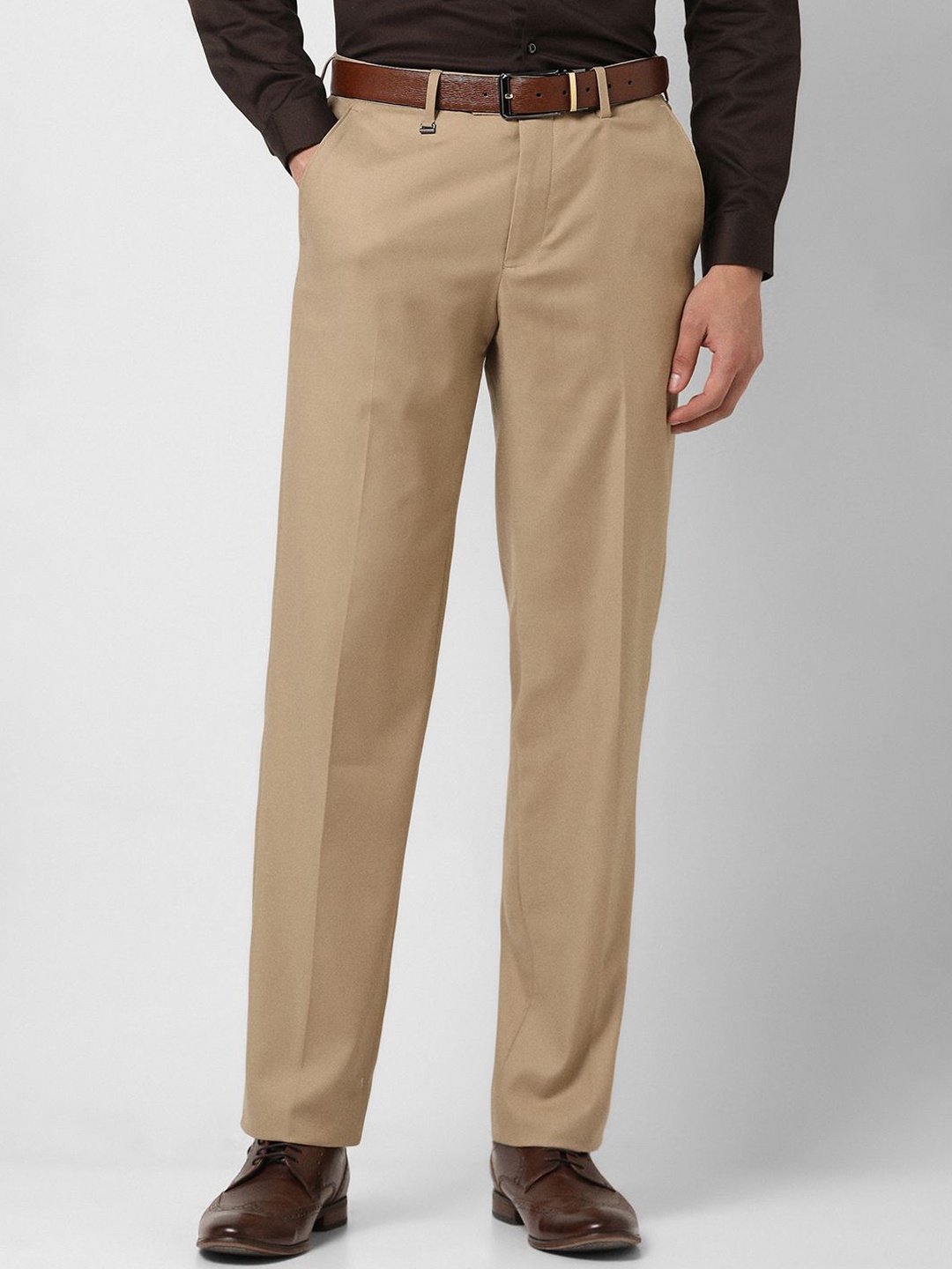 

Van Heusen Men Solid Regular Fit Trousers, Beige