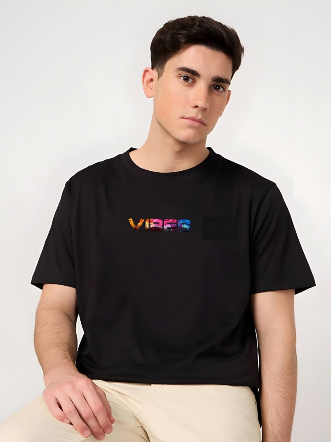 

Moda Rapido Men Typography Printed Round Neck Cotton Relaxed Fit T-shirt, Black
