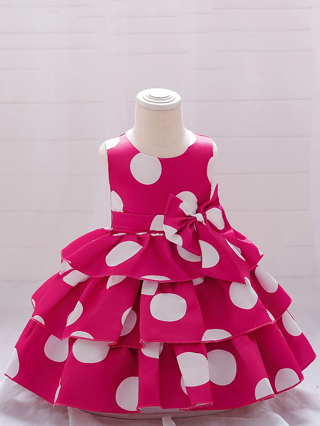 

LULU & SKY Girls Polka Dots Printed Fit & Flare Dress, Red