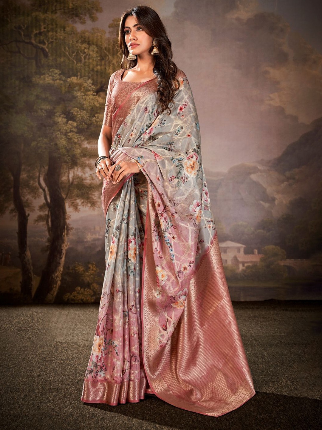 

DEVATITHI Grey Cotton Silk Saree