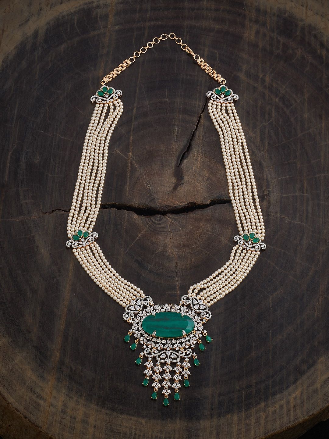 

Kushal's Fashion Jewellery Rhodium Gold-Plated Party Zircon Necklace