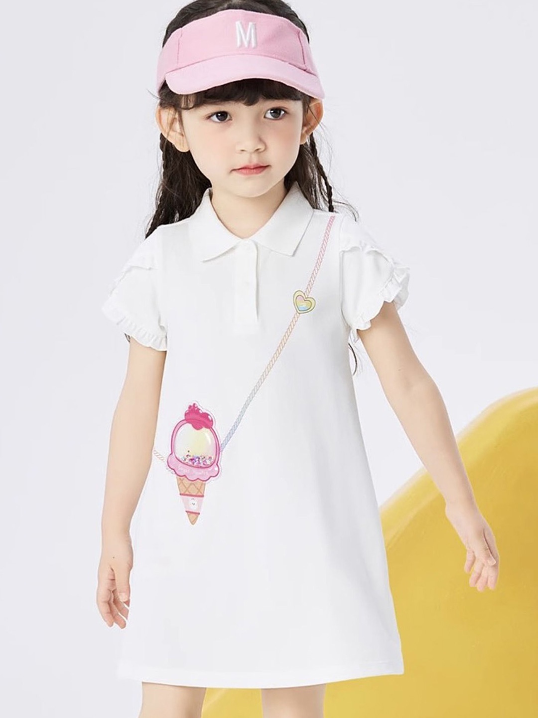 

LULU & SKY Girls Flutter Sleeves T-shirt Dress, White