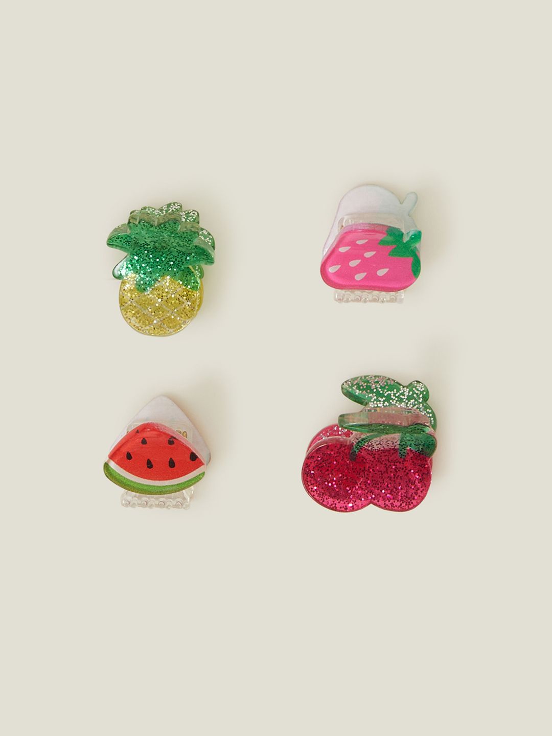 

Accessorize Girls Set of 4 Mini Fruit Claw Clips, Multi