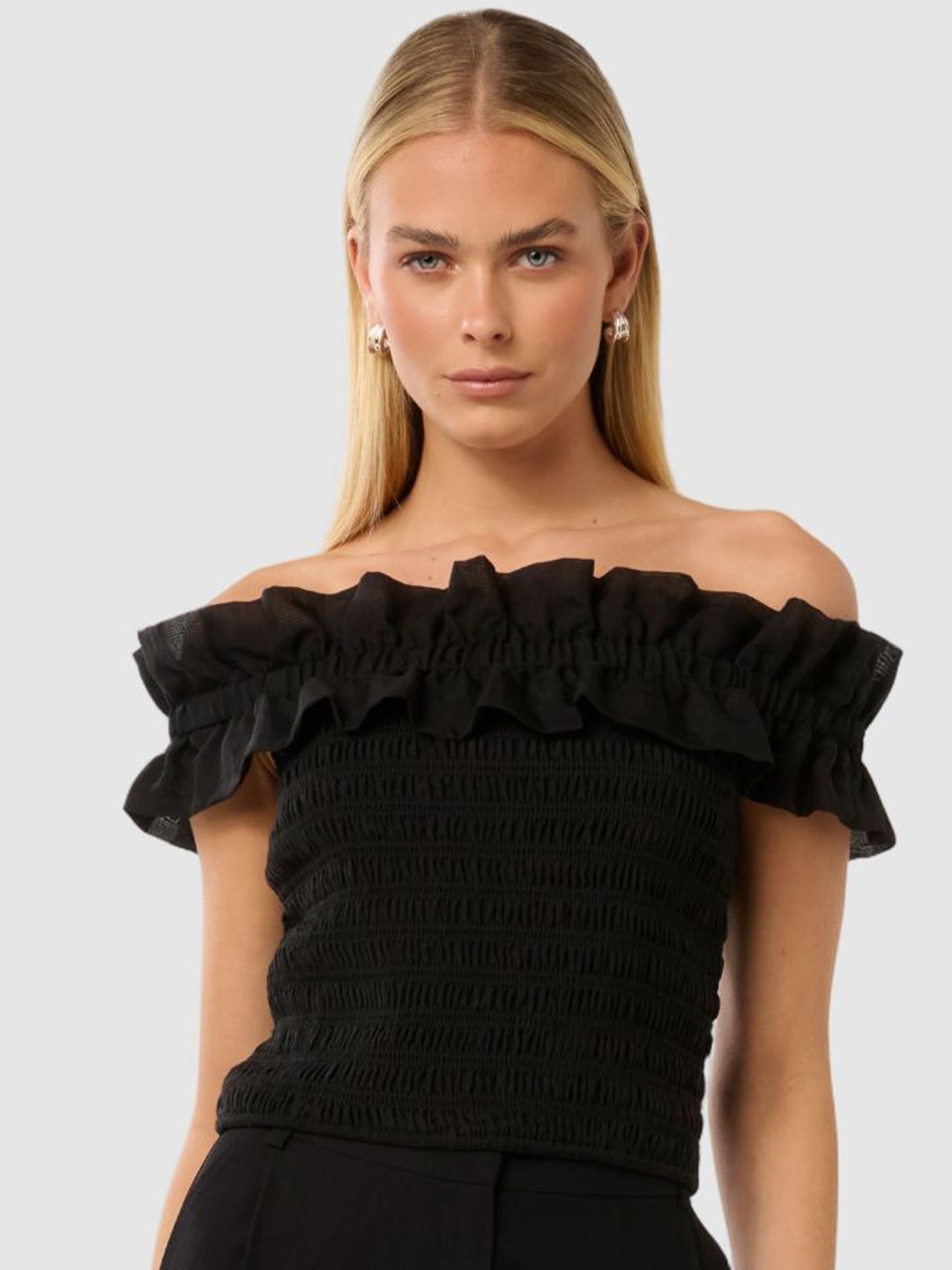 

Forever New Off-Shoulder Sleeveless Crop Top, Black