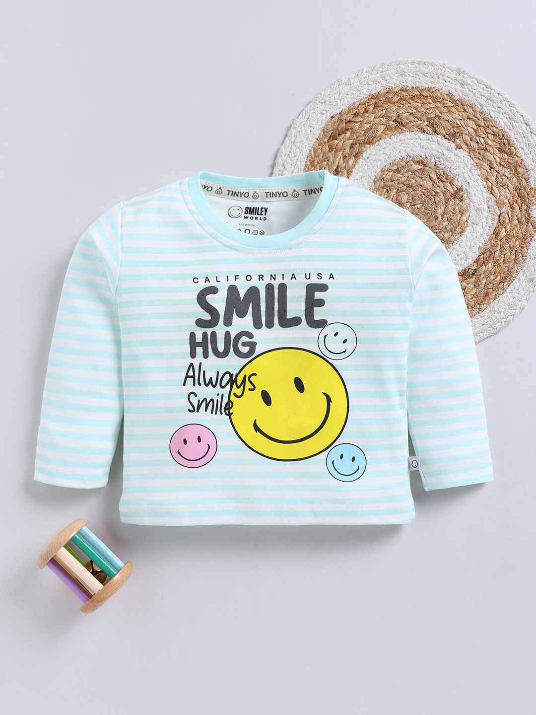 

YK X Tinyo Infant Girls Printed Cotton T-shirt, Sea green