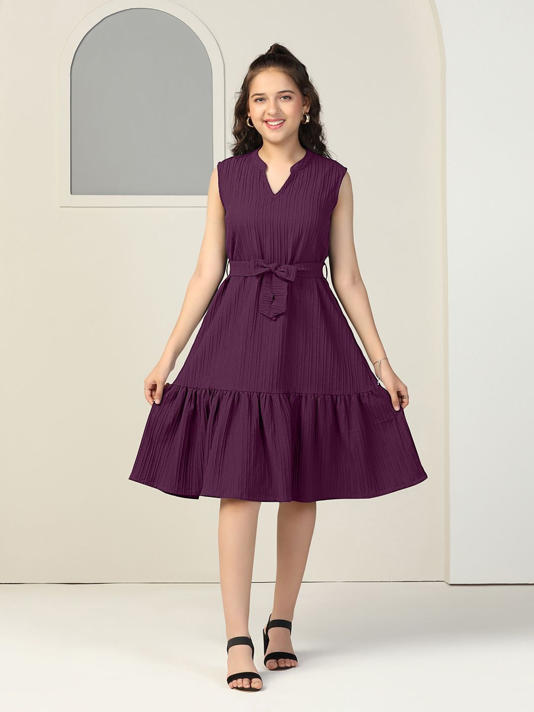 

YK Girls Fit & Flare Dress, Purple