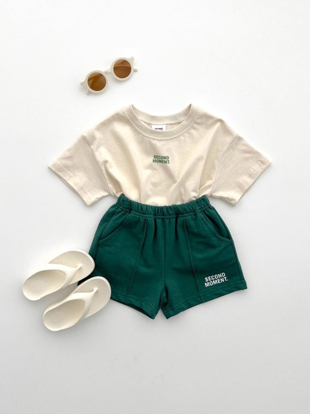 

LULU & SKY Girls Pure Cotton T-Shirt With Shorts, Cream