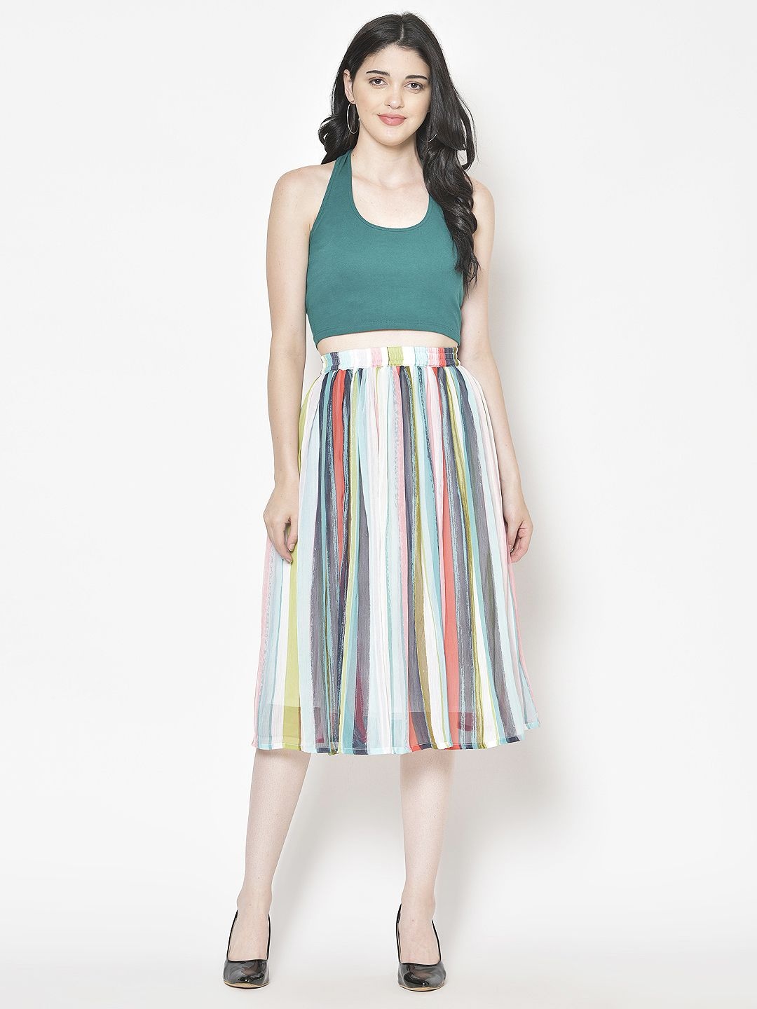 

Moda Rapido Women Pure Cotton Fitted Crop Top, Green