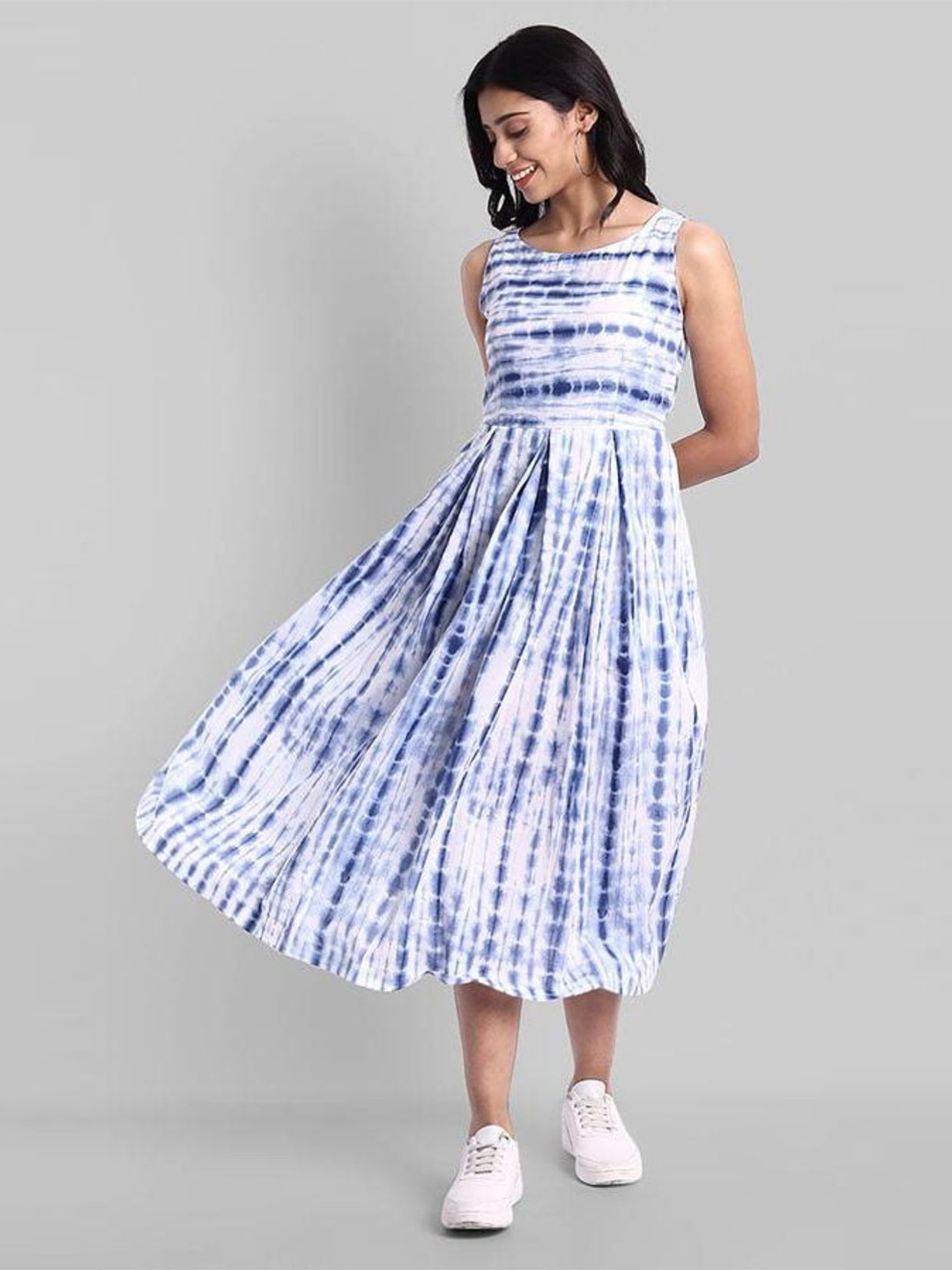 

Mera Rang Tie and Dye Print Fit & Flare Maxi Dress, Blue