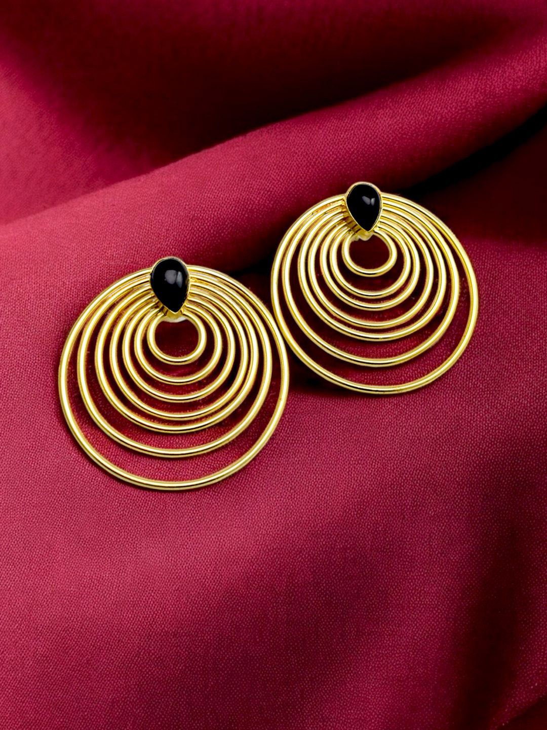 

TISHUL JEWELS Gold-Plated Artificial Stones Studded Classic Drop Earrings