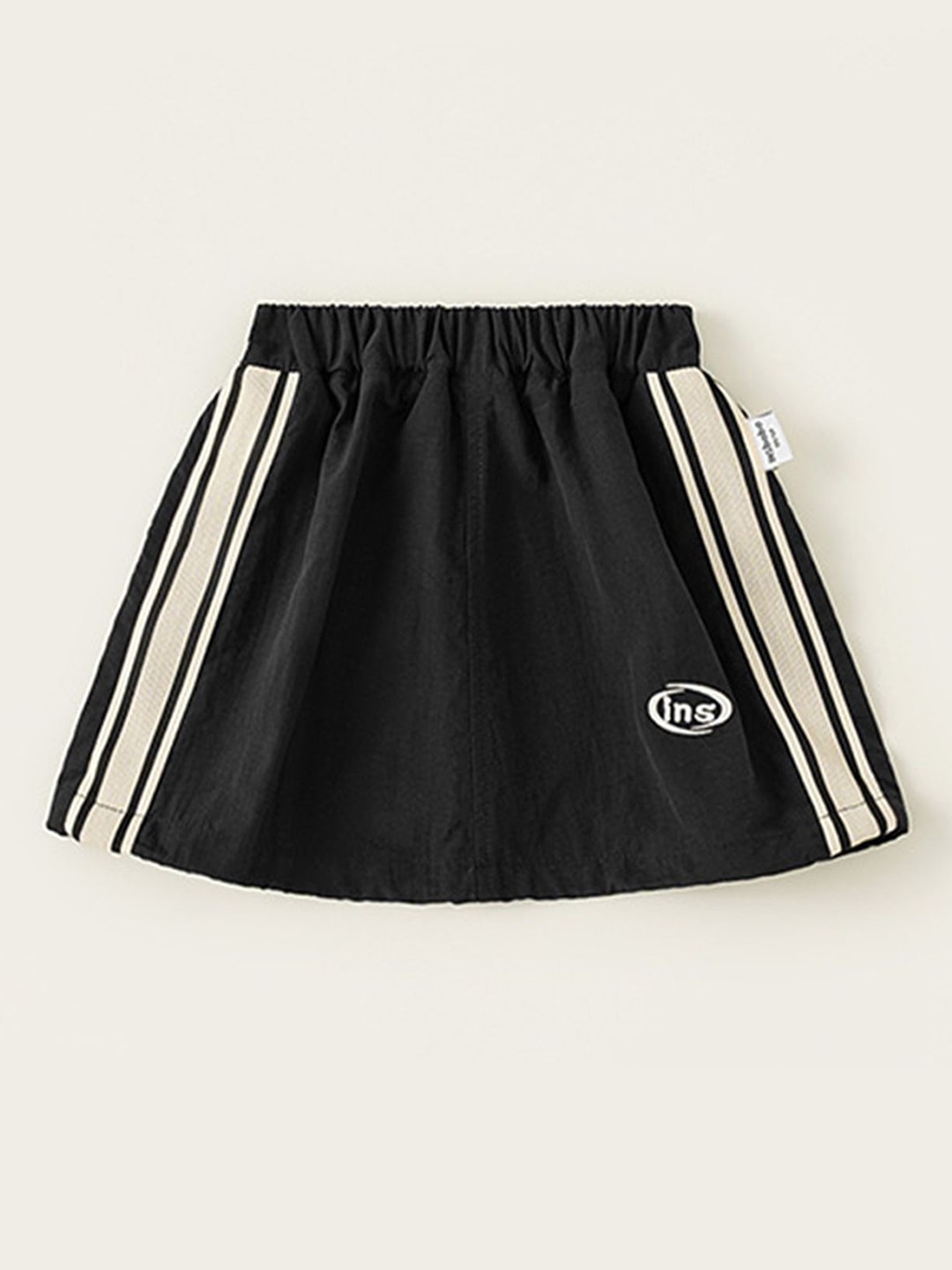 

LULU & SKY Girls Striped High-Rise Regular Fit Sports Shorts, Black