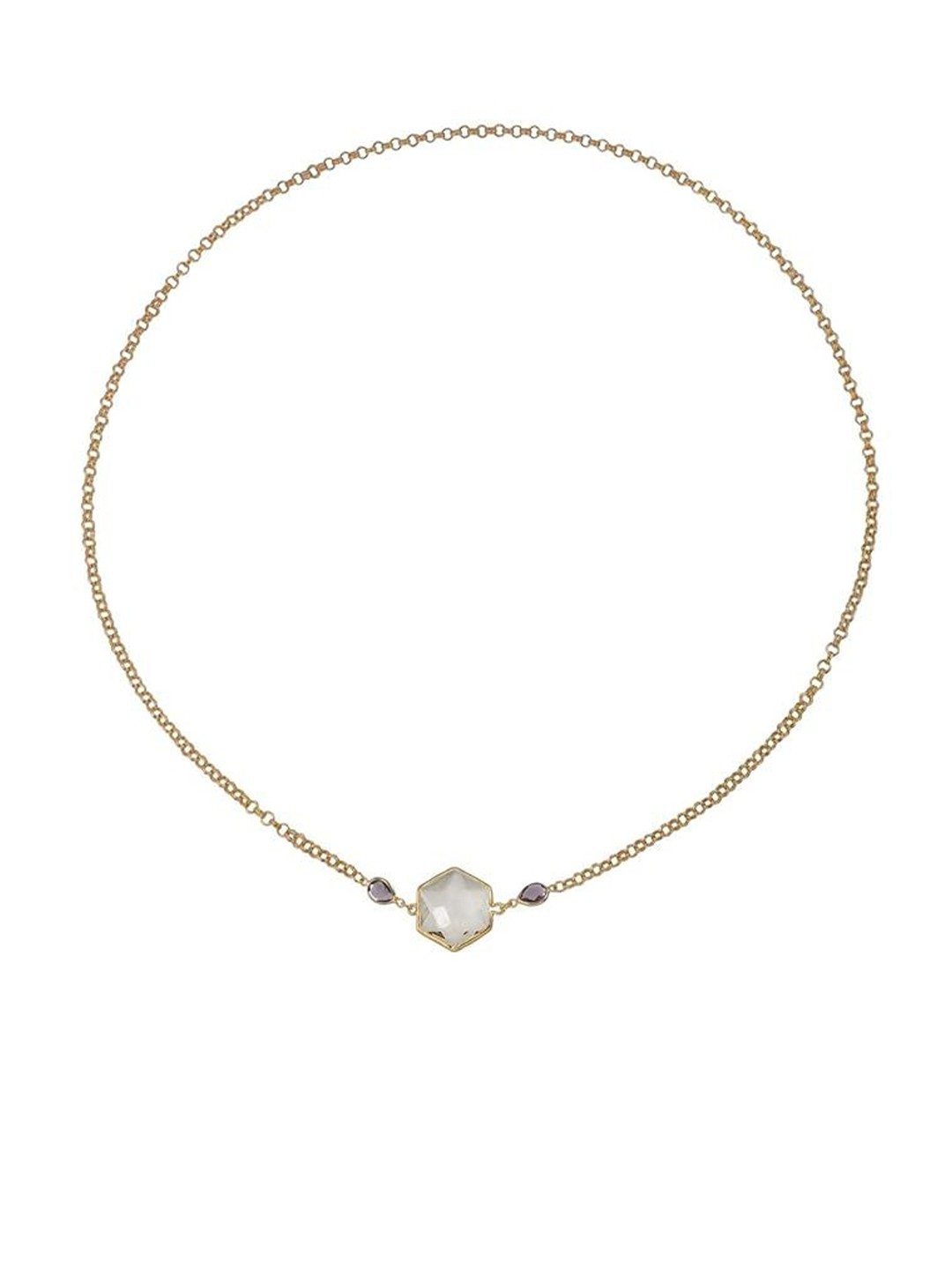 

ISHI New York 18K Gold-Plated Hexagon With Snow Sparklers Necklace