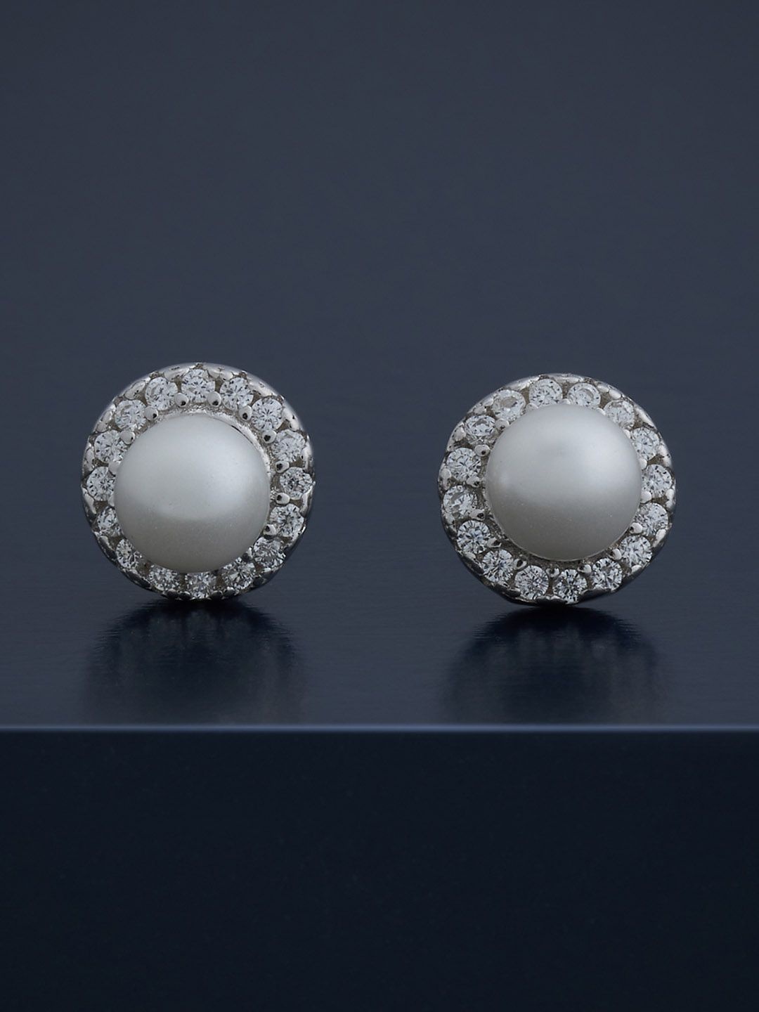 

Kushal's Fashion Jewellery 92.5 Silver Rhodium-Plated Circular Shaped Studs