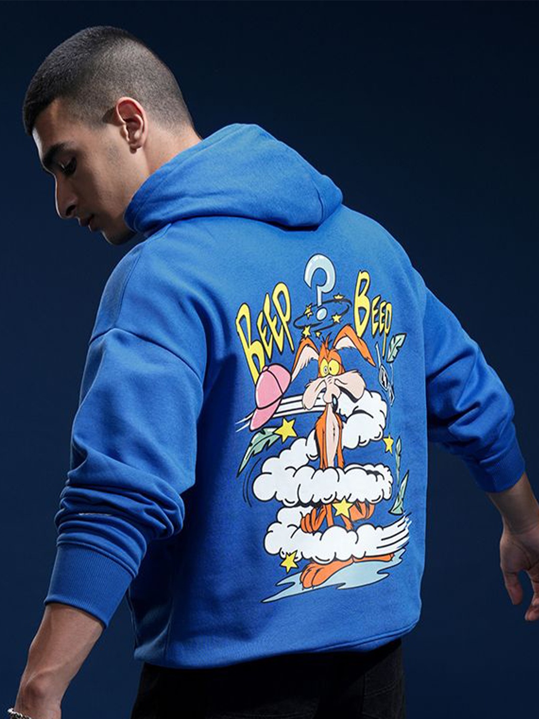 

HIGHLANDER Men Printed Hooded Sweatshirt, Blue