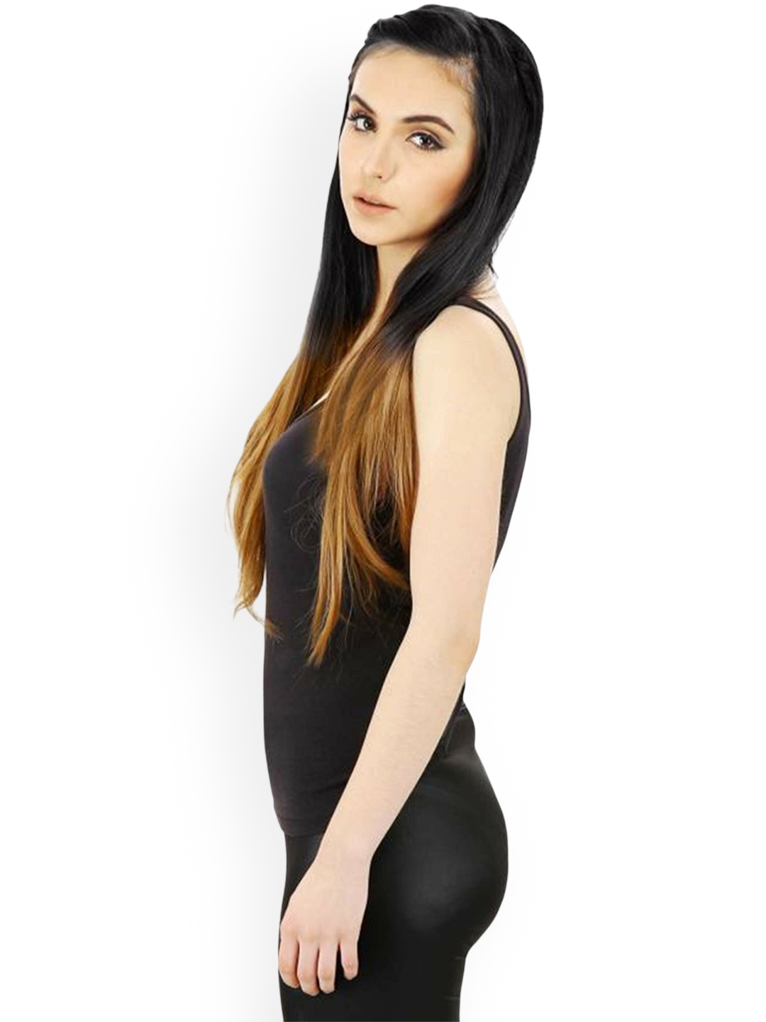 

camola deva Straight Clip-In Hair Extension - 22 Inch - Golden With Black, Gold