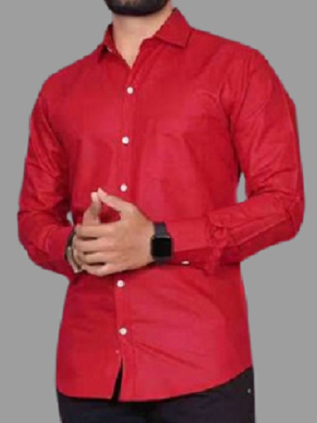 

Metronaut Men Standard Regular Fit Spread Collar Solid Cotton Casual Shirt, Red