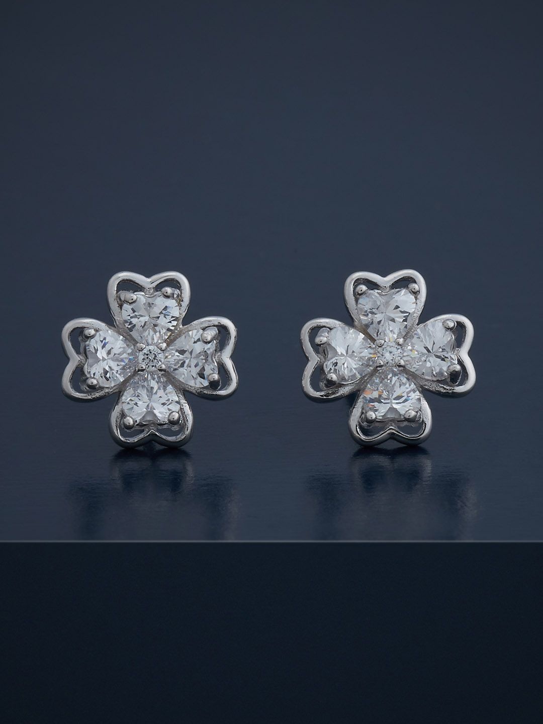 

Kushal's Fashion Jewellery 92.5 Sterling Silver Rhodium-Plated Stone Studded Studs