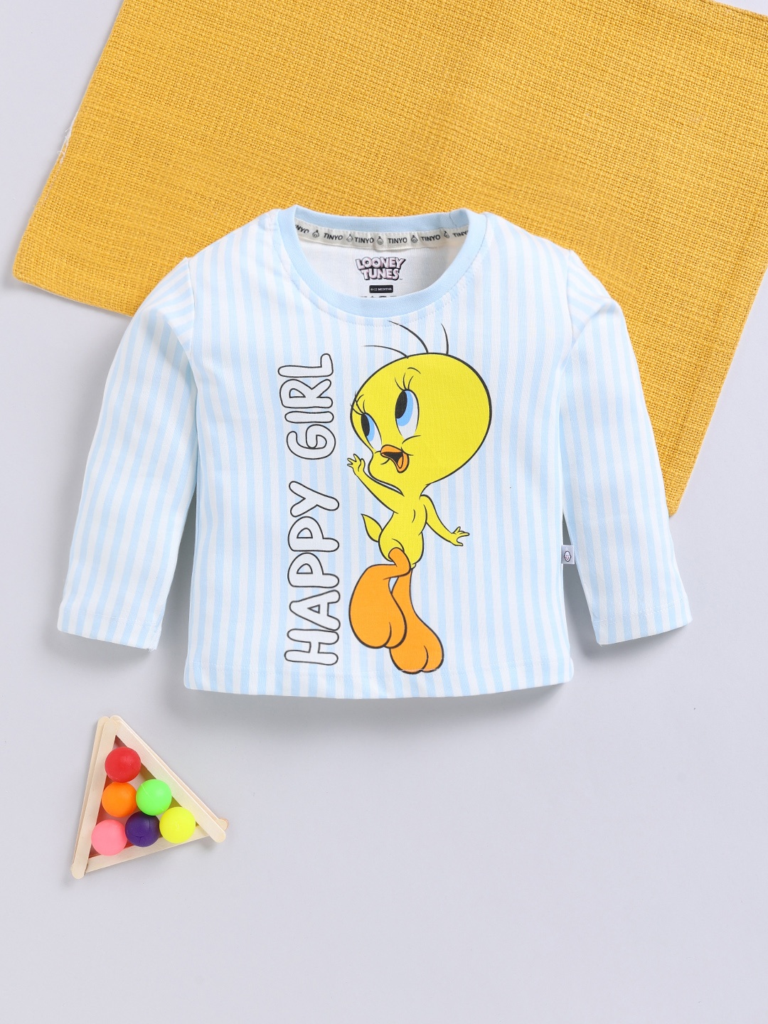

YK X Tinyo Infant Girls Tweety Printed Cotton T-shirt, Blue