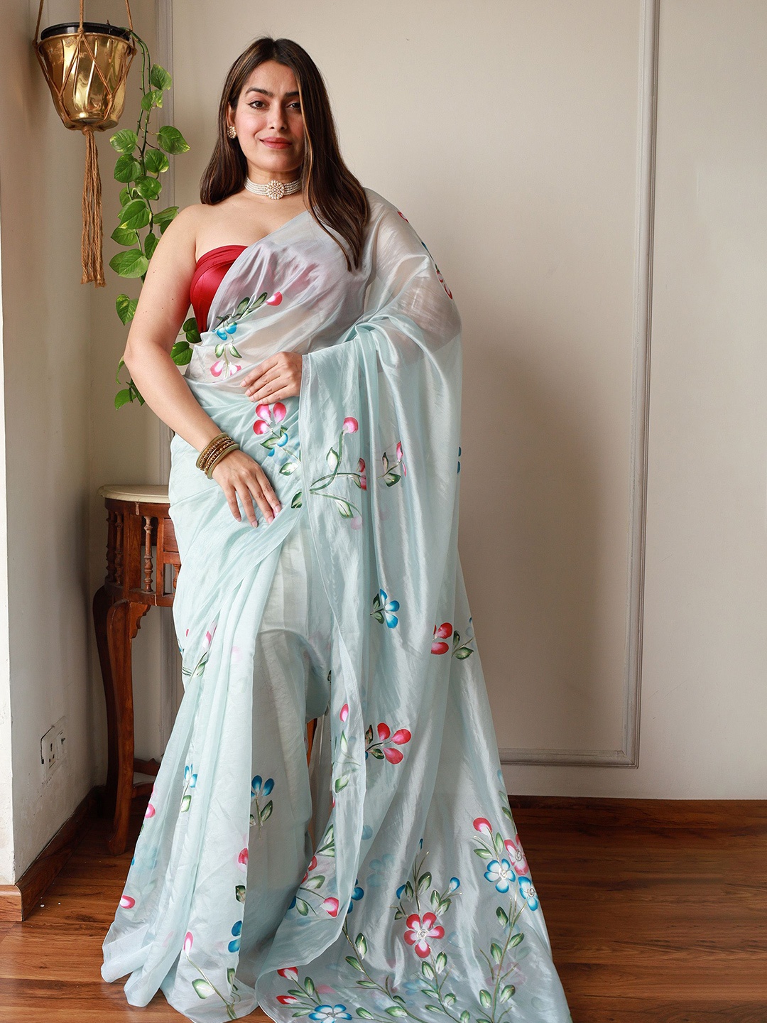 

Anouk Floral Organza Saree, Blue