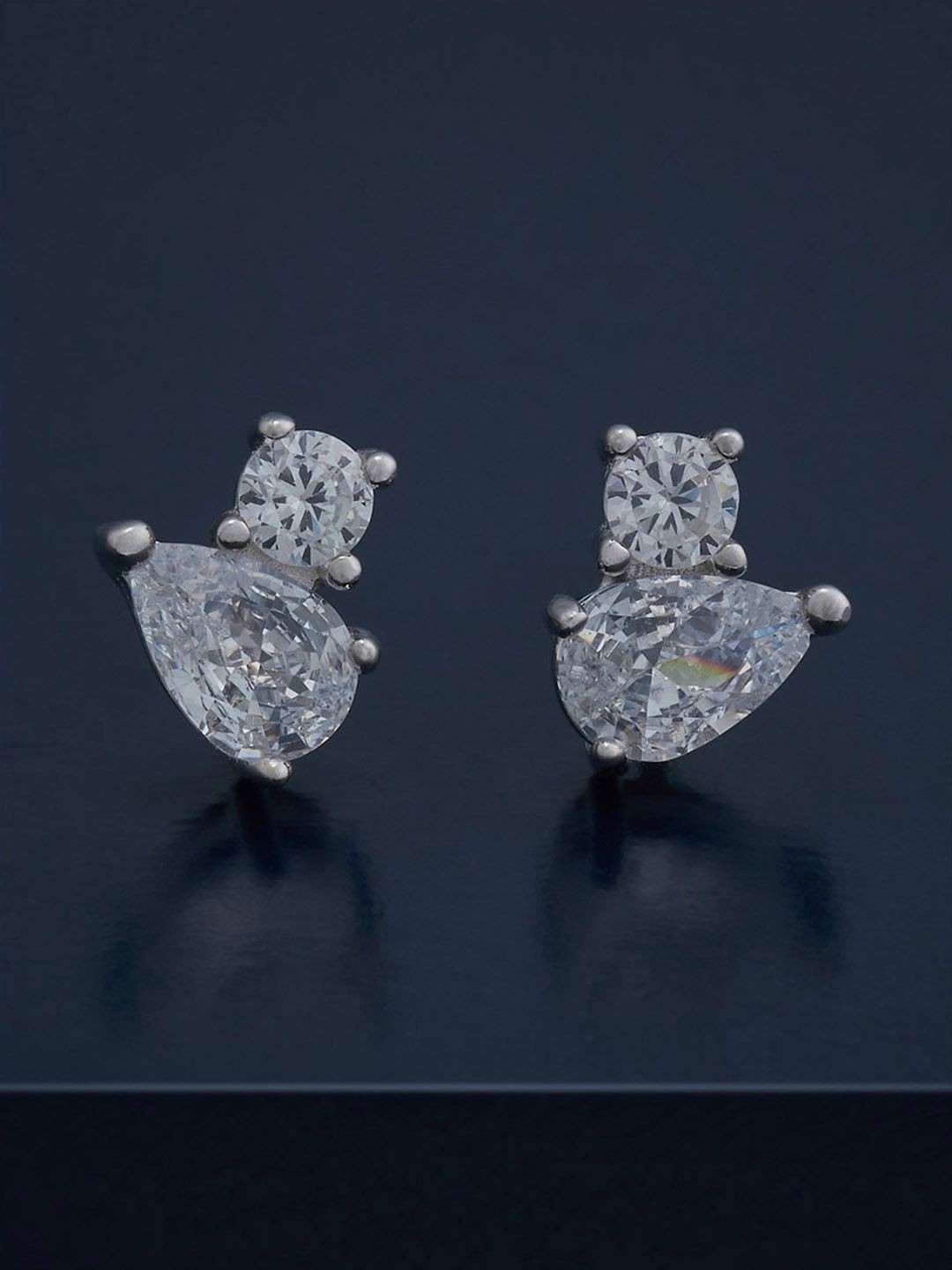 

Kushal's Fashion Jewellery 92.5 Silver Rhodium-Plated Classic Zircon Studs